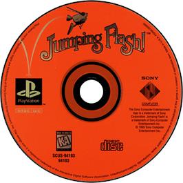 Artwork on the Disc for Jumping Flash! on the Sony Playstation.