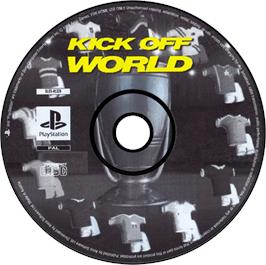Artwork on the Disc for Kick Off World on the Sony Playstation.