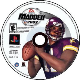 Artwork on the Disc for Madden NFL 2002 on the Sony Playstation.