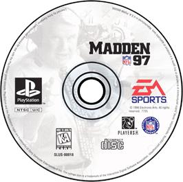 Artwork on the Disc for Madden NFL 97 on the Sony Playstation.