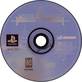 Artwork on the Disc for Mortal Kombat 4 on the Sony Playstation.