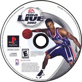 Artwork on the Disc for NBA Live 2002 on the Sony Playstation.