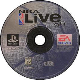 Artwork on the Disc for NBA Live 96 on the Sony Playstation.