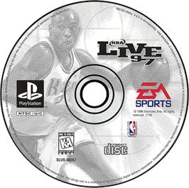 Artwork on the Disc for NBA Live 97 on the Sony Playstation.
