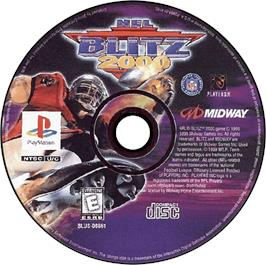 Artwork on the Disc for NFL Blitz 2000 on the Sony Playstation.