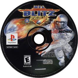 Artwork on the Disc for NFL Blitz 2001 on the Sony Playstation.
