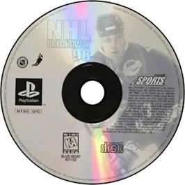 Artwork on the Disc for NHL Breakaway 98 on the Sony Playstation.