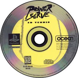 Artwork on the Disc for Power Serve 3D Tennis on the Sony Playstation.