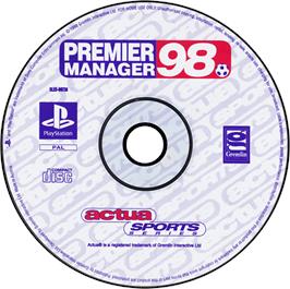 Artwork on the Disc for Premier Manager 98 on the Sony Playstation.