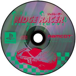 Artwork on the Disc for Ridge Racer on the Sony Playstation.