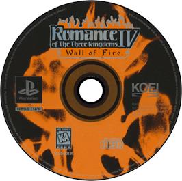 Artwork on the Disc for Romance of the Three Kingdoms IV: Wall of Fire on the Sony Playstation.