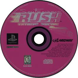 Artwork on the Disc for San Francisco Rush: Extreme Racing on the Sony Playstation.