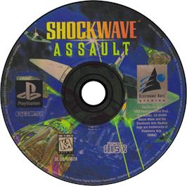 Artwork on the Disc for Shockwave Assault on the Sony Playstation.