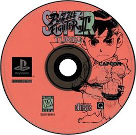 Artwork on the Disc for Super Puzzle Fighter II Turbo on the Sony Playstation.
