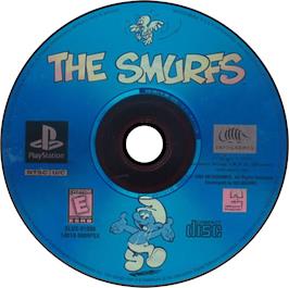 Artwork on the Disc for The Smurfs on the Sony Playstation.