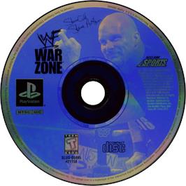 Artwork on the Disc for WWF War Zone on the Sony Playstation.