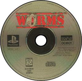 Artwork on the Disc for Worms on the Sony Playstation.