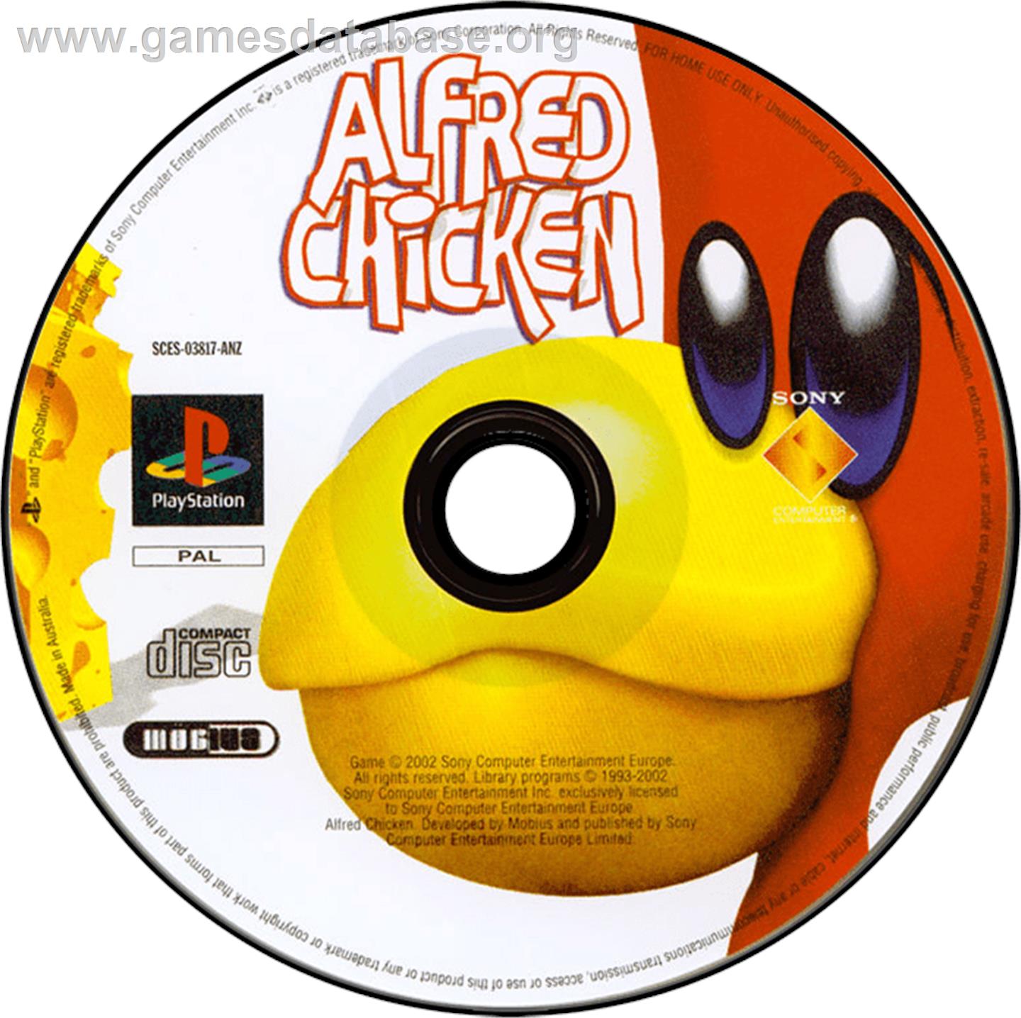 Alfred Chicken - Sony Playstation - Artwork - Disc