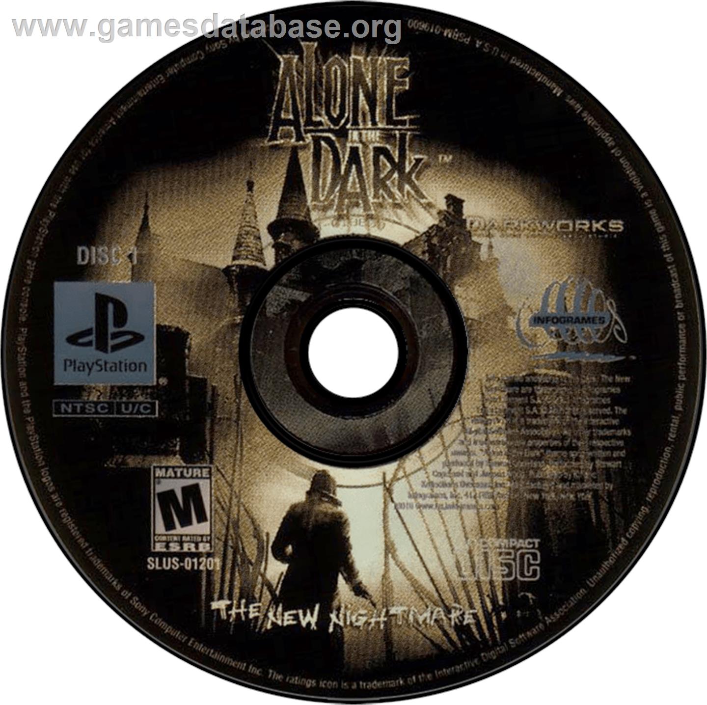 Alone in the Dark: The New Nightmare - Sony Playstation - Artwork - Disc