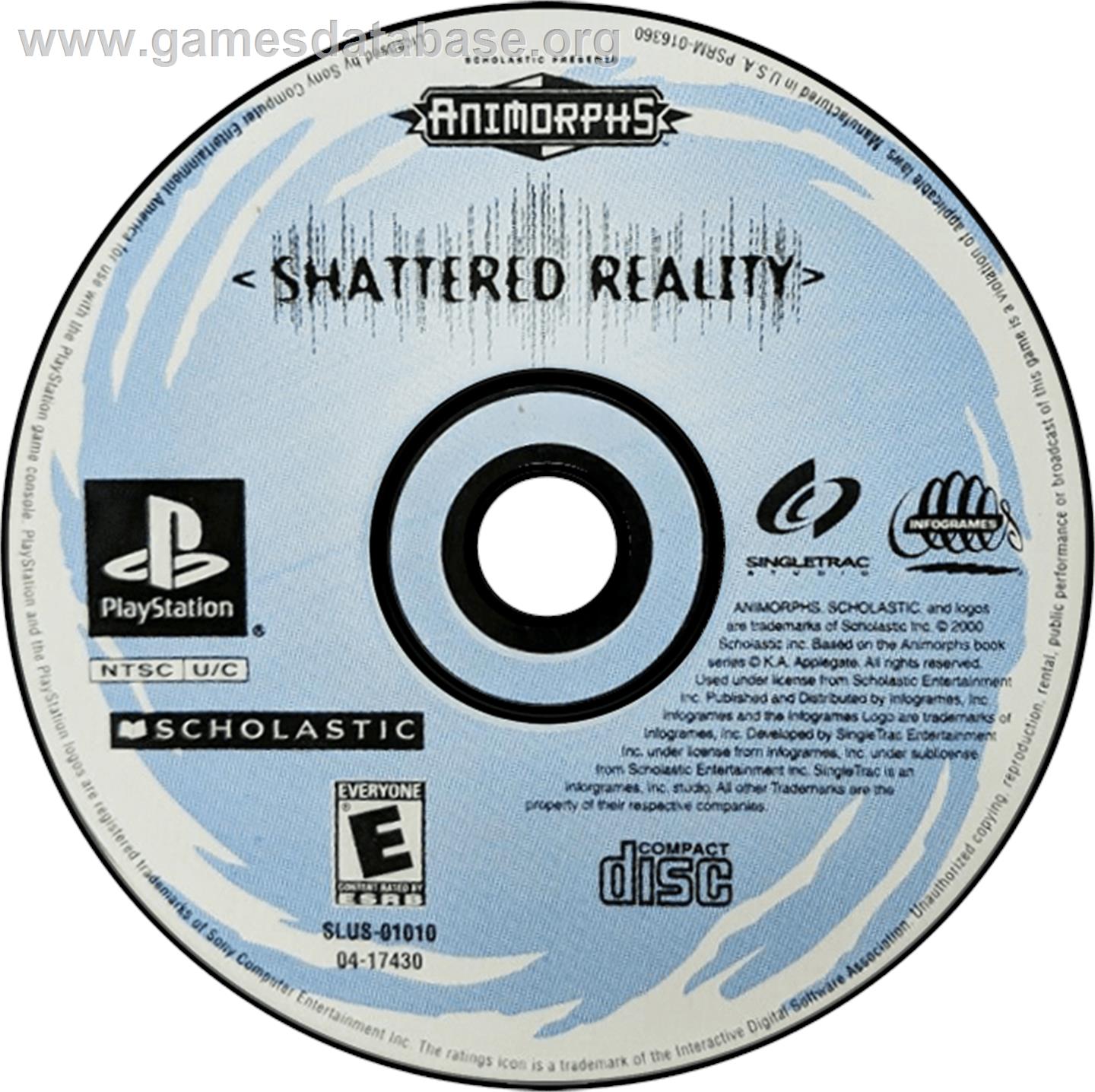 Animorphs: Shattered Reality - Sony Playstation - Artwork - Disc