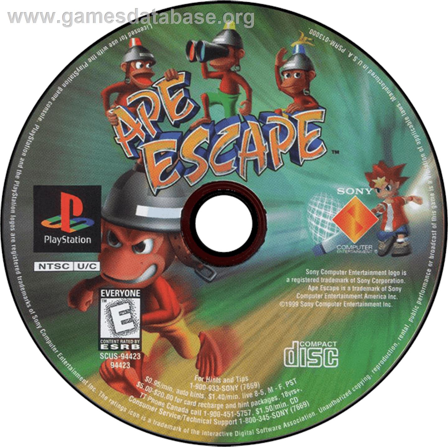 Ape Escape - Sony Playstation - Artwork - Disc