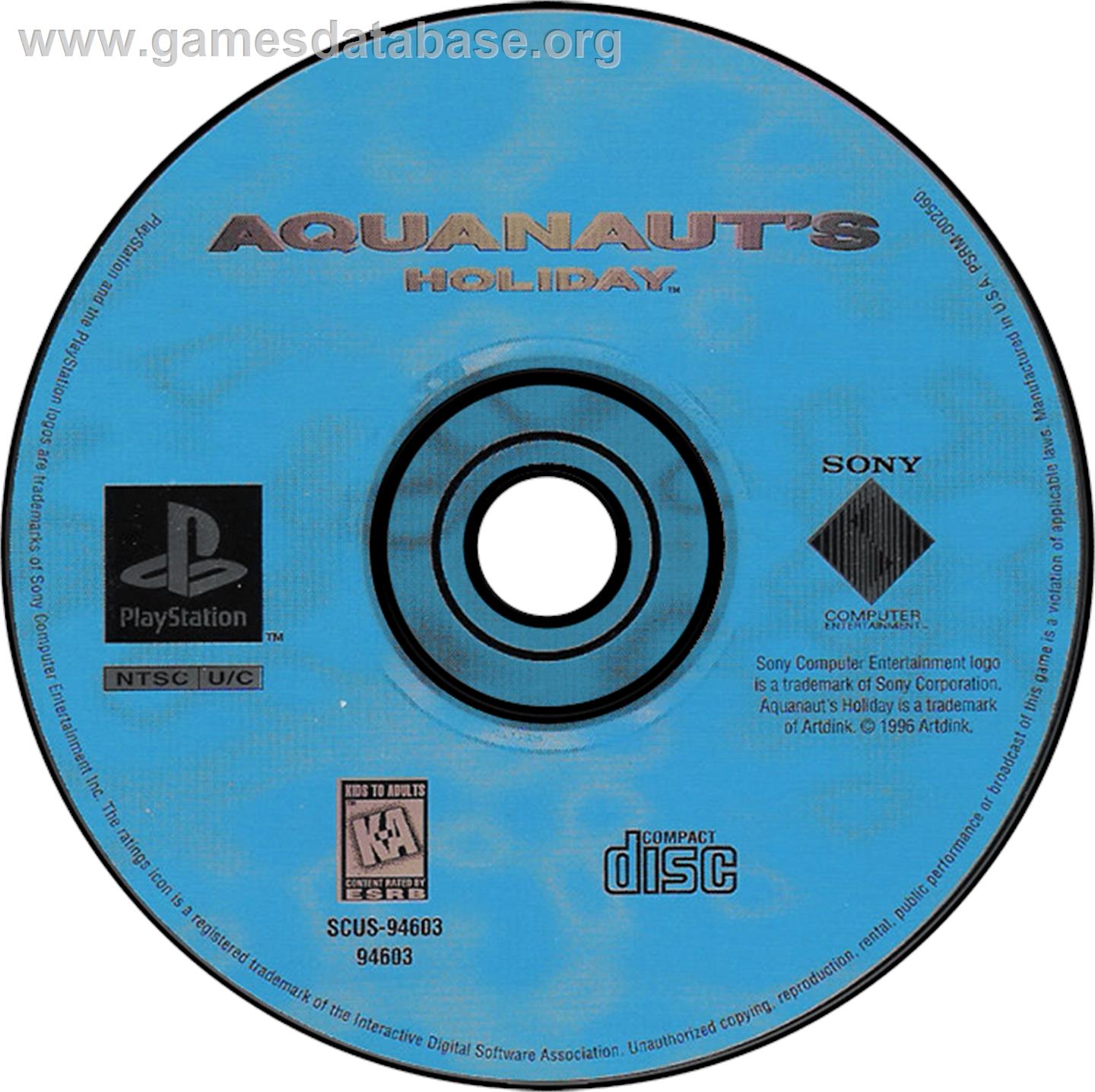 Aquanaut's Holiday - Sony Playstation - Artwork - Disc