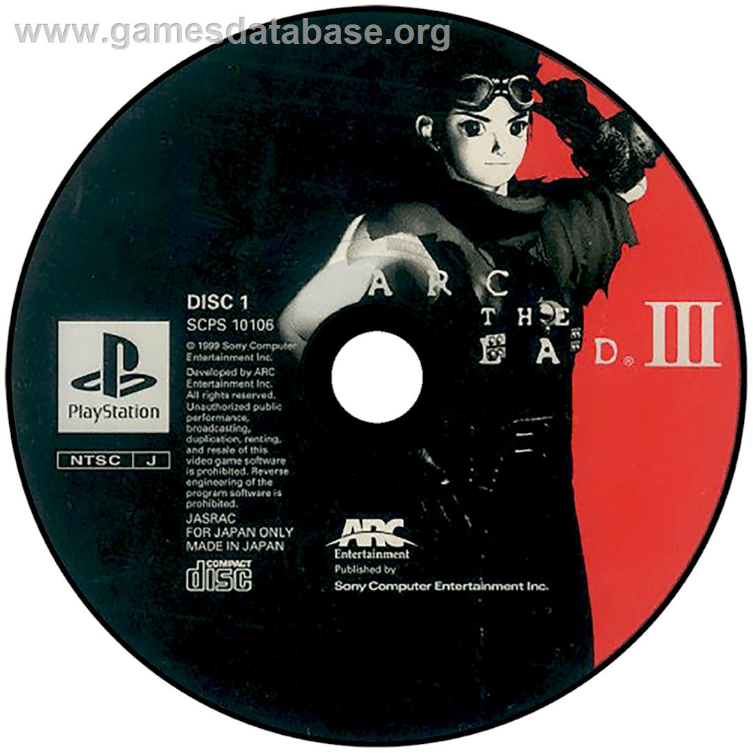 Arc the Lad III - Sony Playstation - Artwork - Disc