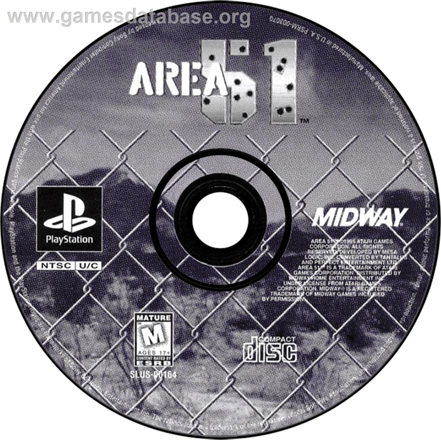 Area 51 - Sony Playstation - Artwork - Disc