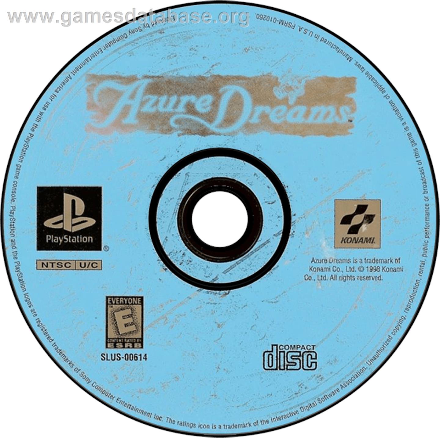 Azure Dreams - Sony Playstation - Artwork - Disc