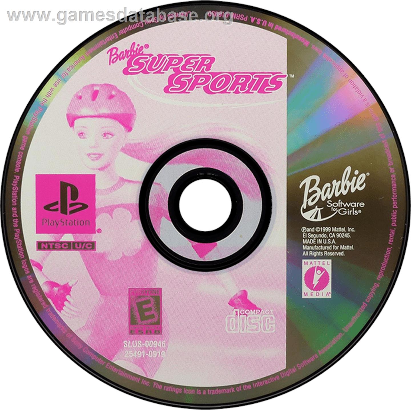 Barbie: Super Sports - Sony Playstation - Artwork - Disc
