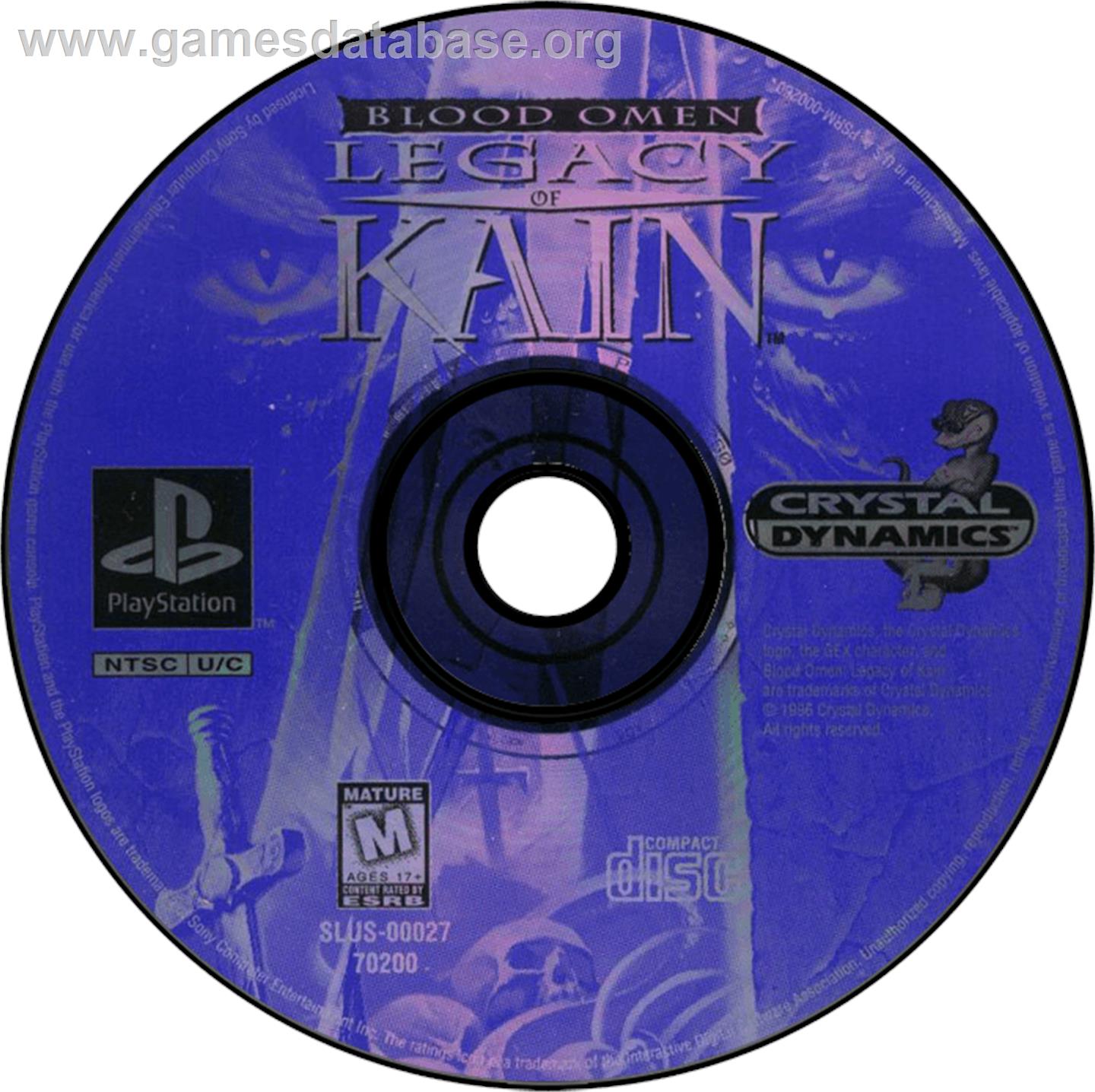 Blood Omen: Legacy of Kain - Sony Playstation - Artwork - Disc