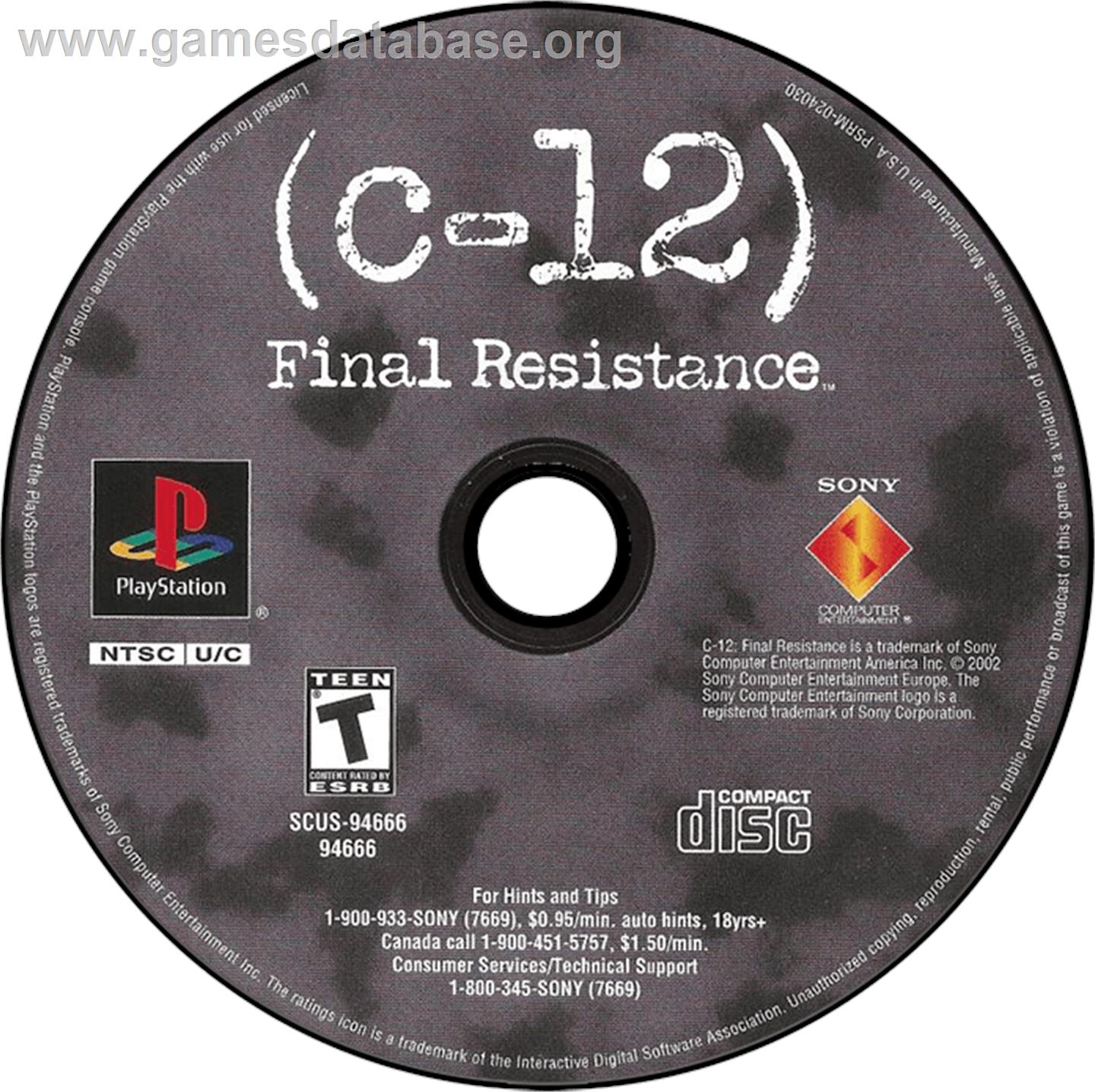 C-12: Final Resistance - Sony Playstation - Artwork - Disc