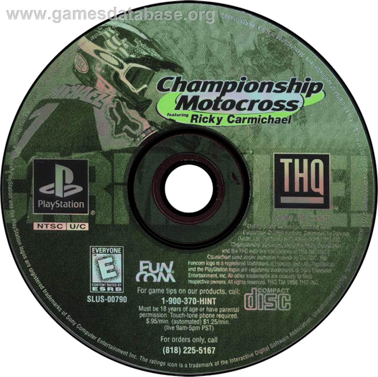 Championship Motocross Featuring Ricky Carmichael - Sony Playstation - Artwork - Disc
