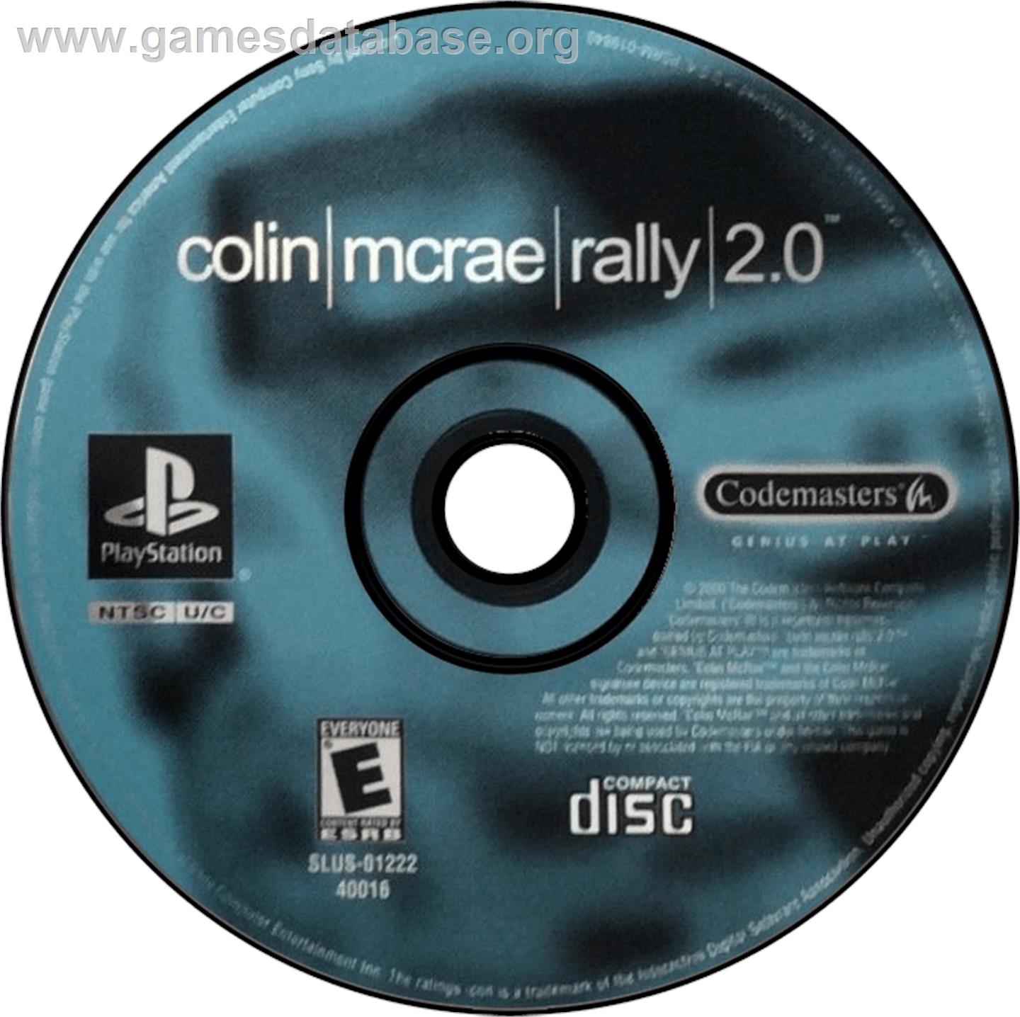 Colin McRae Rally 2.0 - Sony Playstation - Artwork - Disc