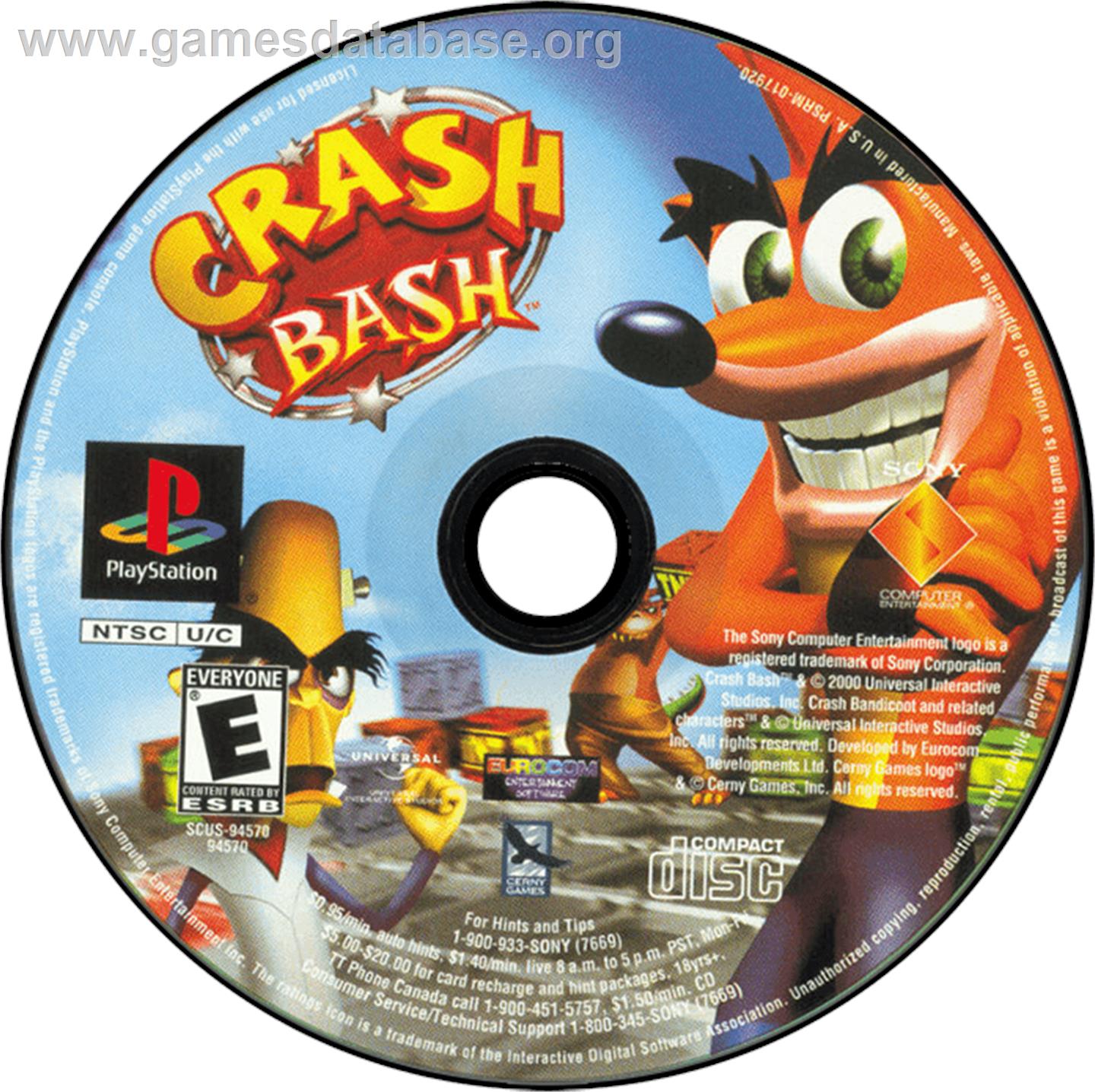 Crash Bash - Sony Playstation - Artwork - Disc