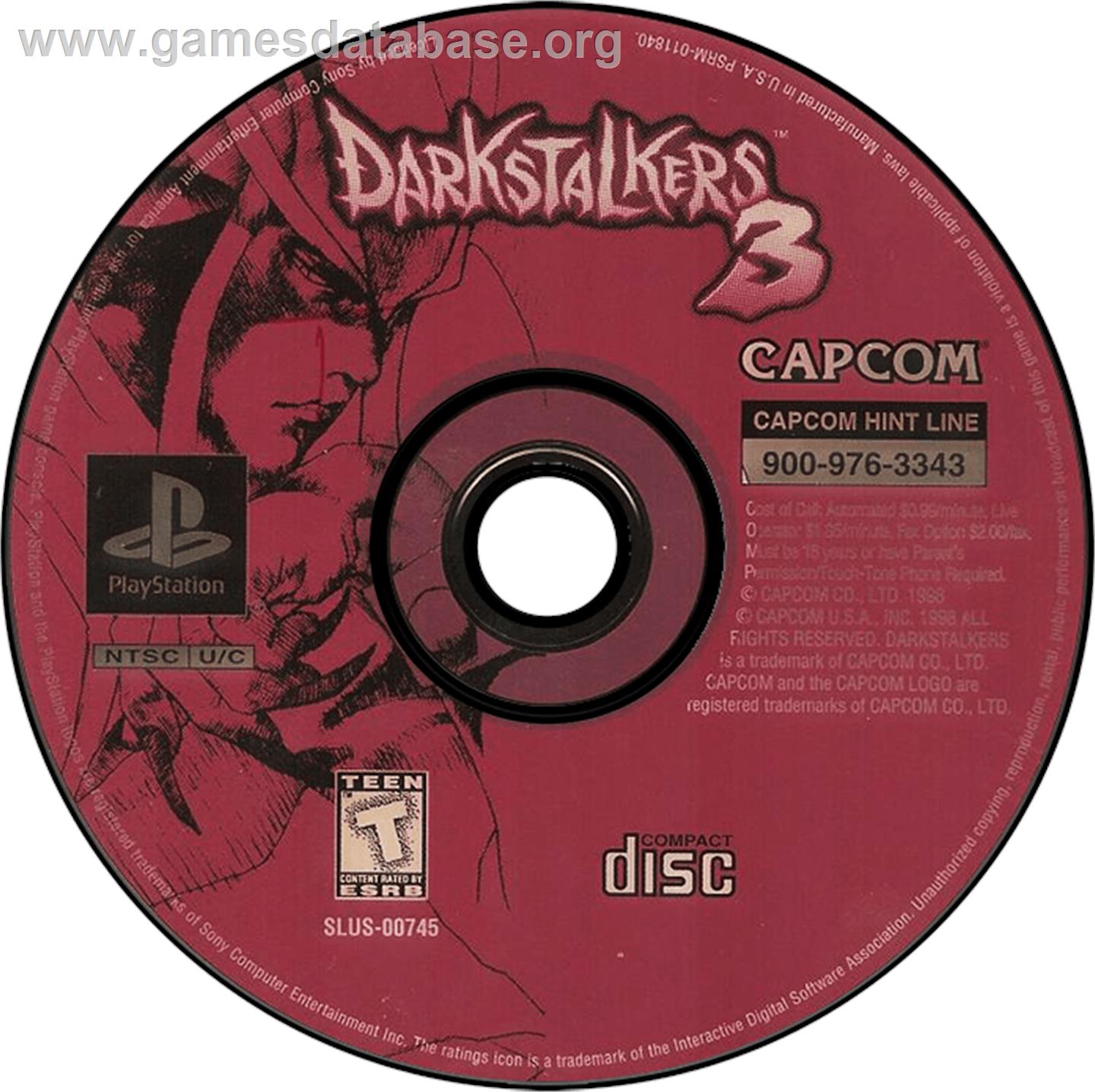 Darkstalkers 3 - Sony Playstation - Artwork - Disc