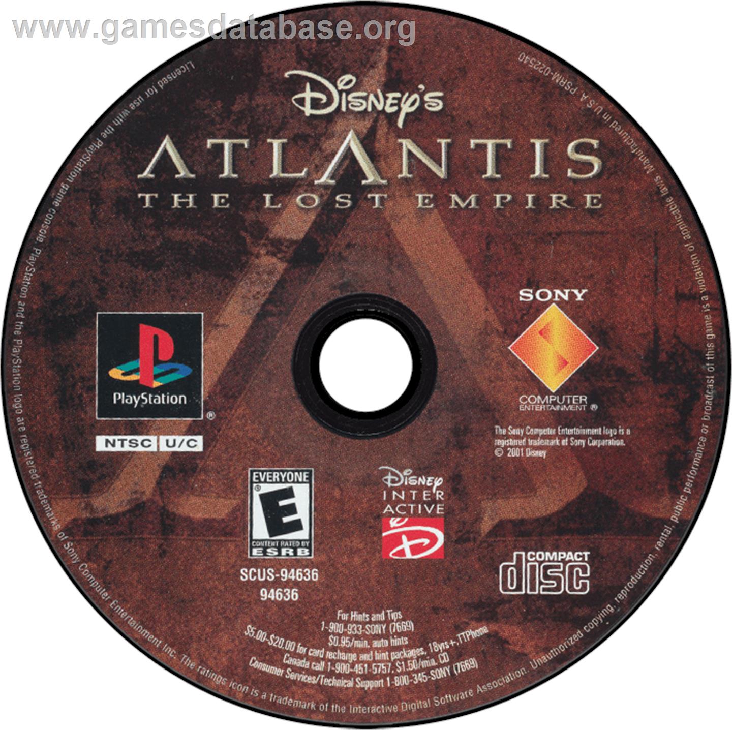 Disney's Atlantis: The Lost Empire - Sony Playstation - Artwork - Disc
