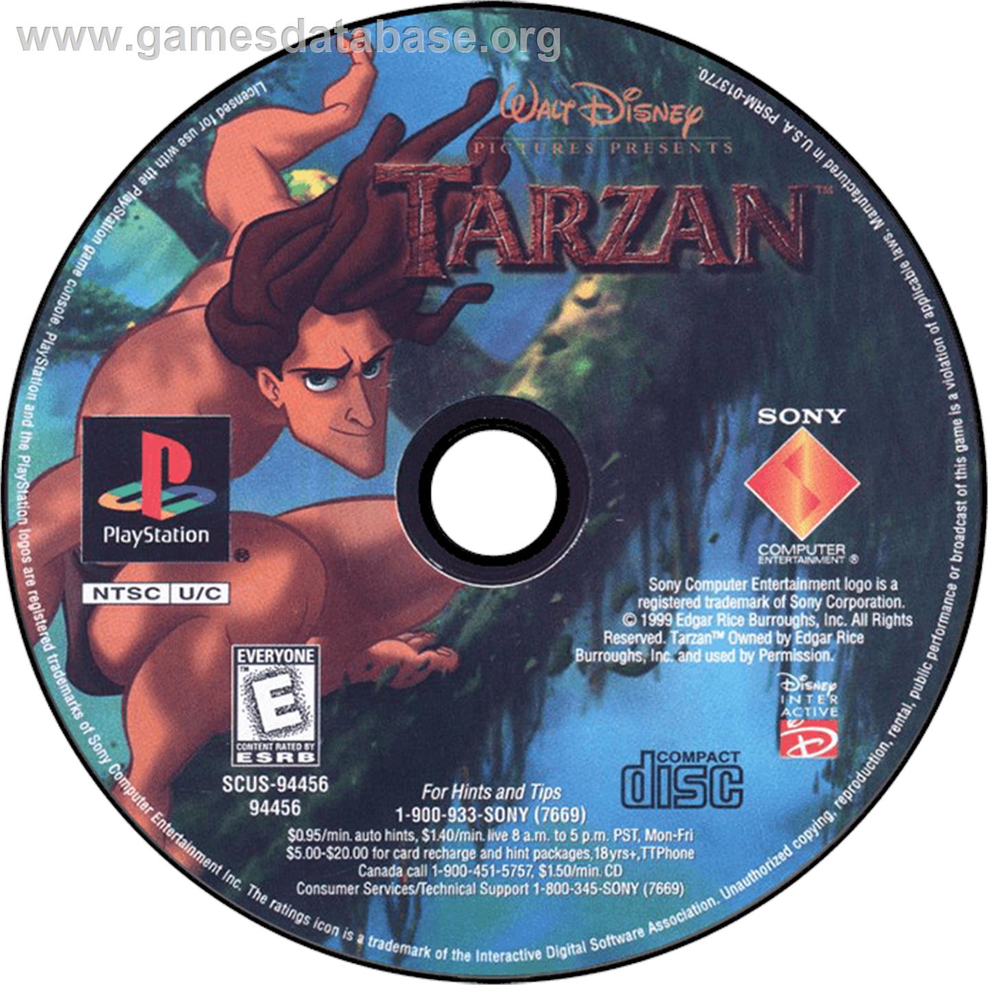 Disney's Tarzan - Sony Playstation - Artwork - Disc