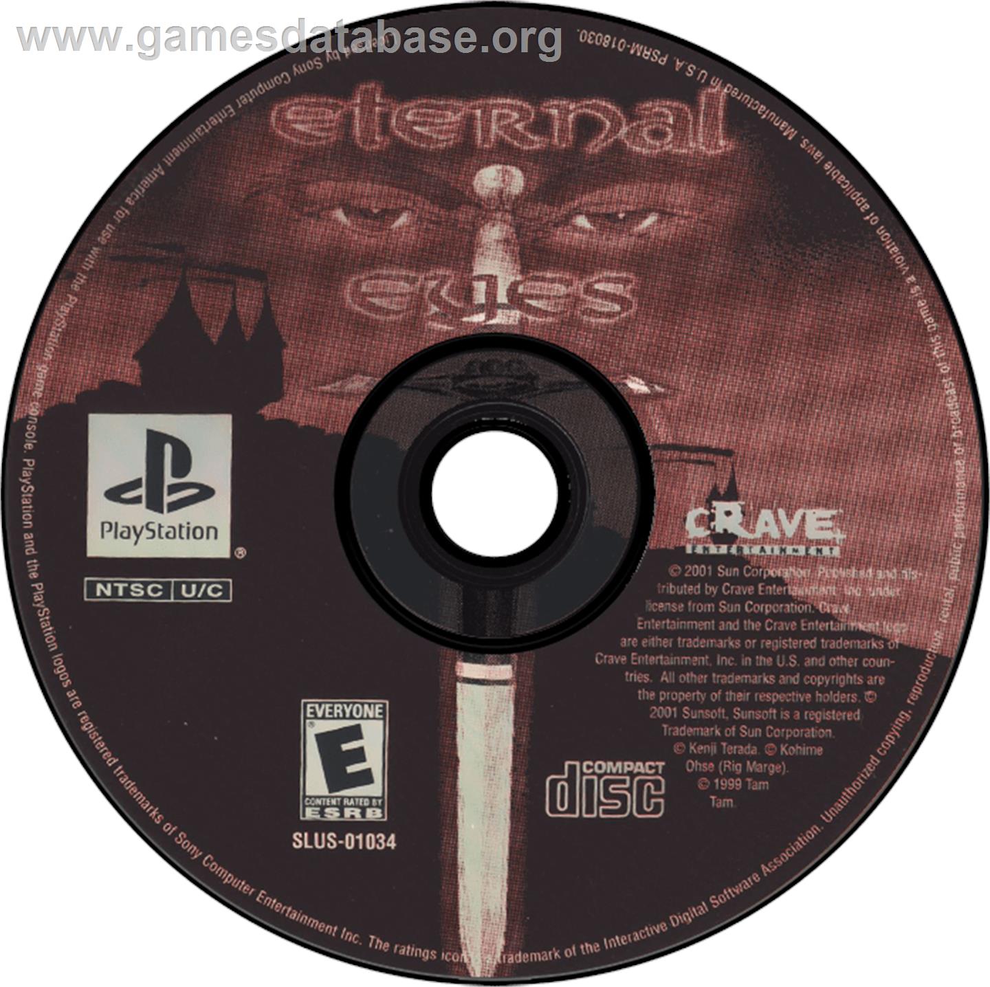 Eternal Eyes - Sony Playstation - Artwork - Disc