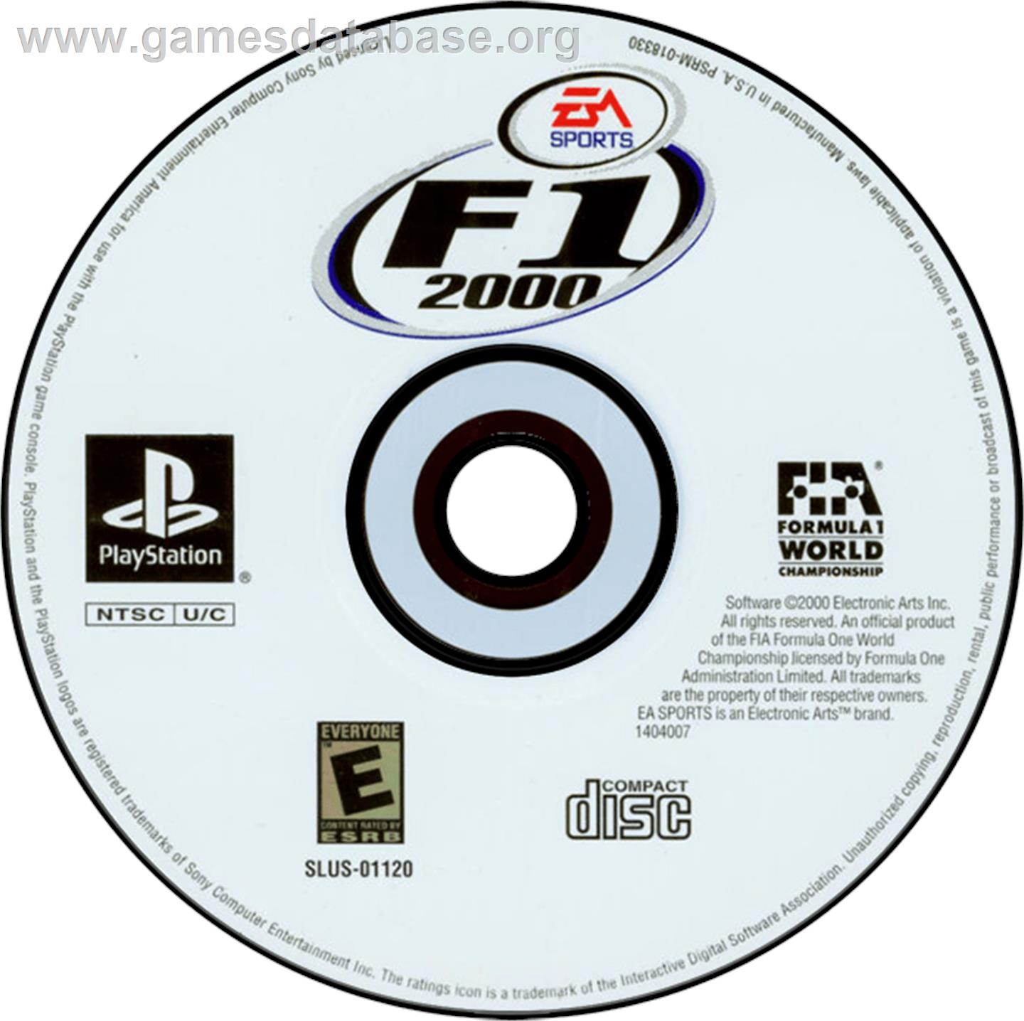 F1 2000 - Sony Playstation - Artwork - Disc