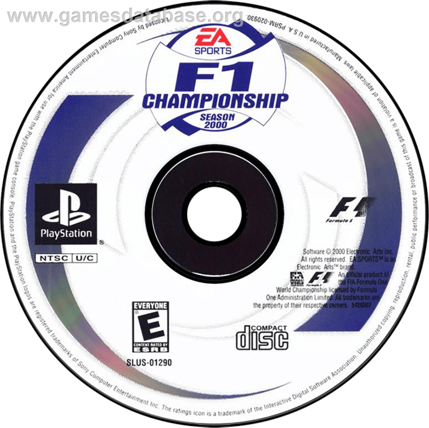 F1 Championship Season 2000 - Sony Playstation - Artwork - Disc