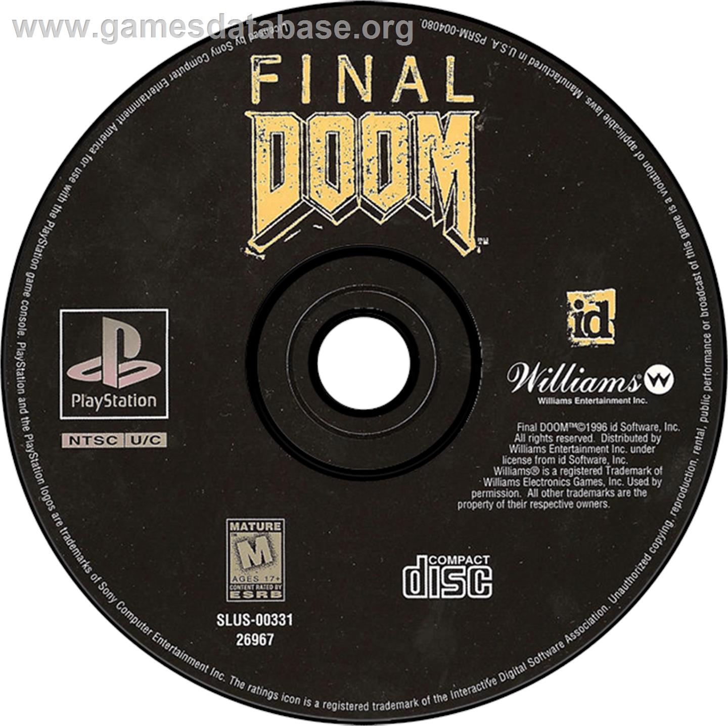 Final DOOM - Sony Playstation - Artwork - Disc