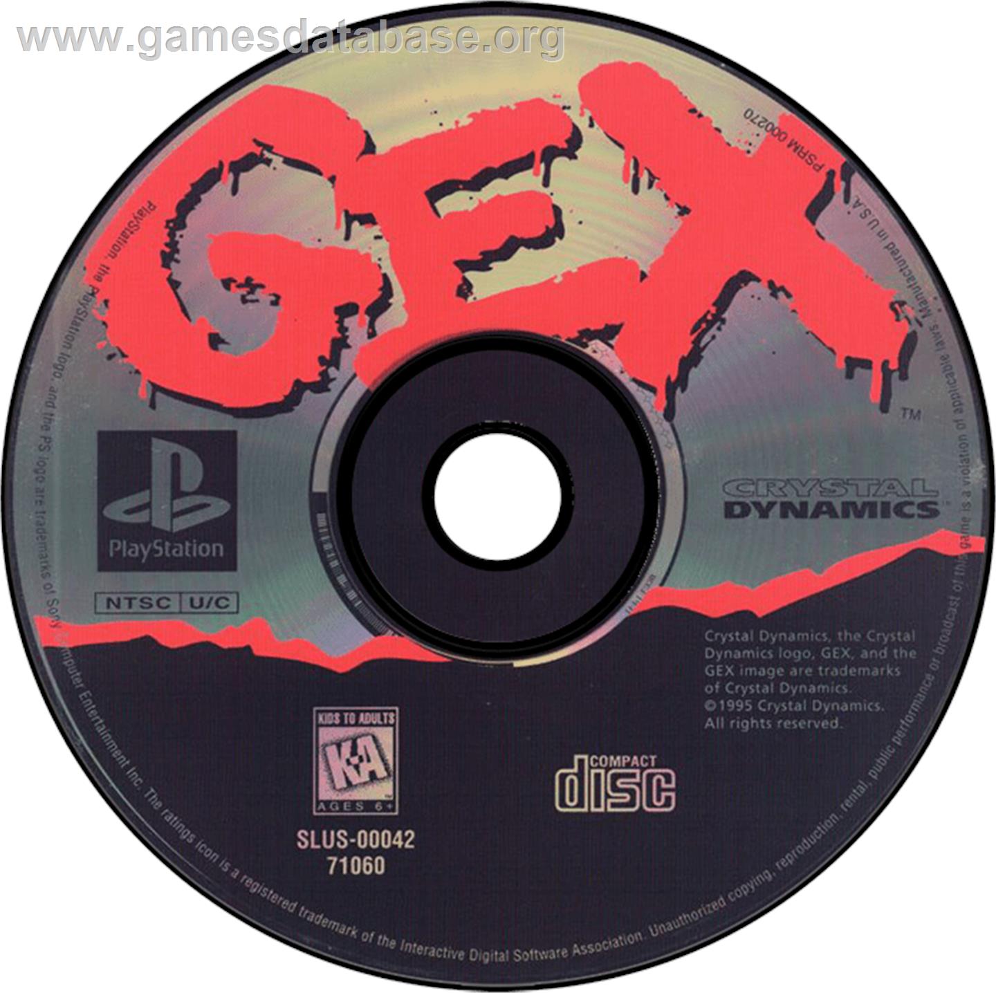 Gex - Sony Playstation - Artwork - Disc