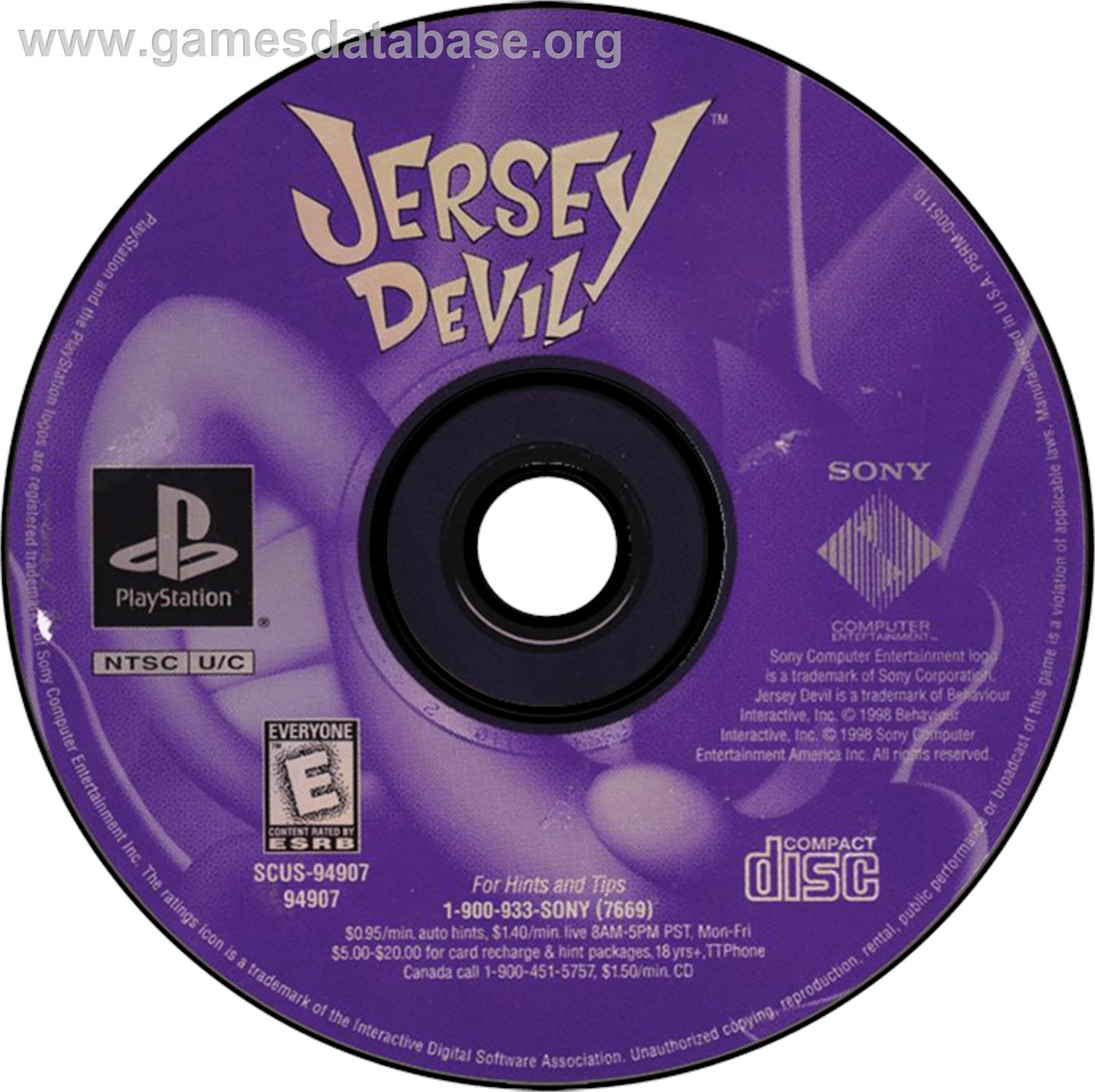 Jersey Devil - Sony Playstation - Artwork - Disc