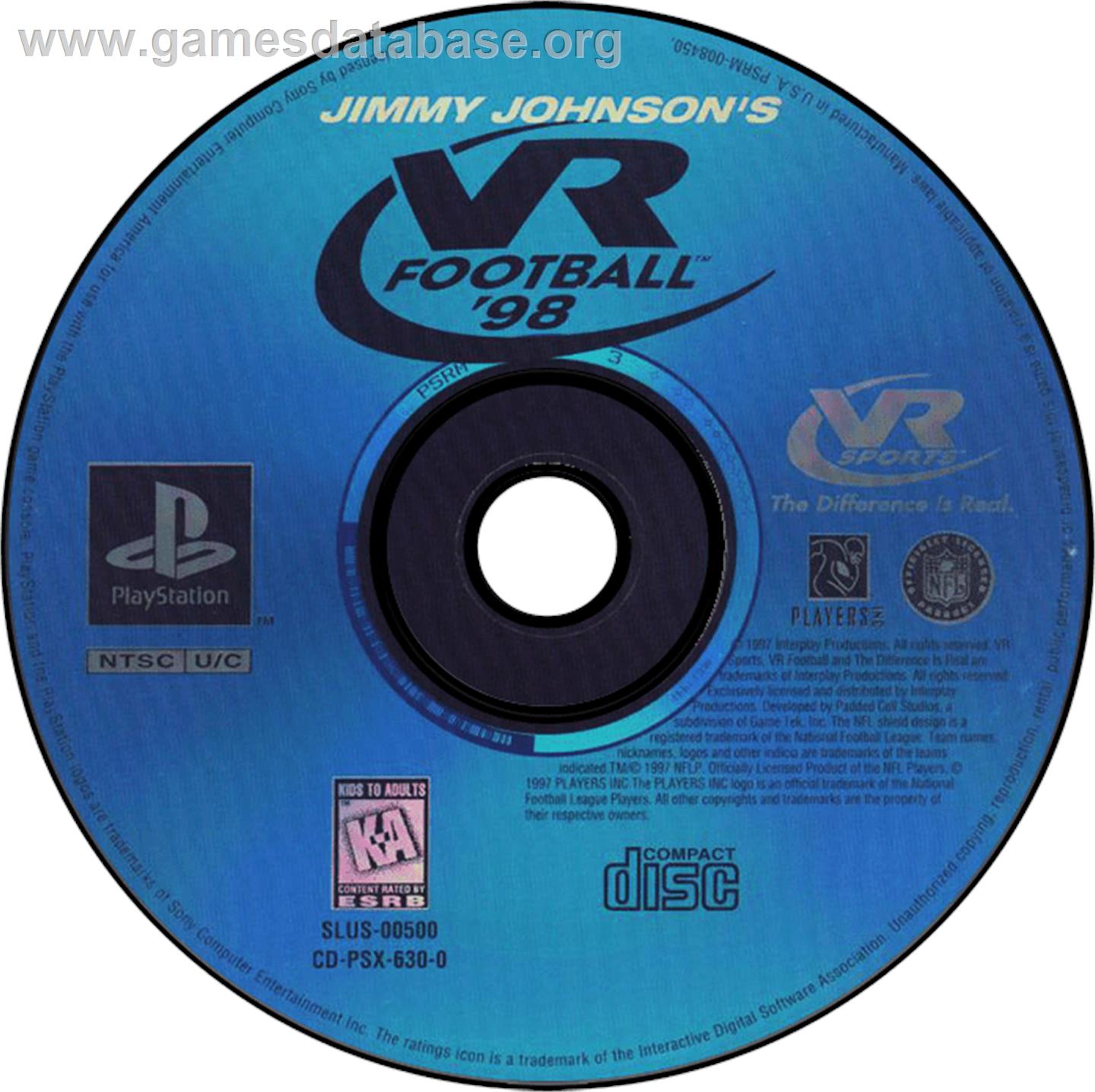 Jimmy Johnson's VR Football '98 - Sony Playstation - Artwork - Disc