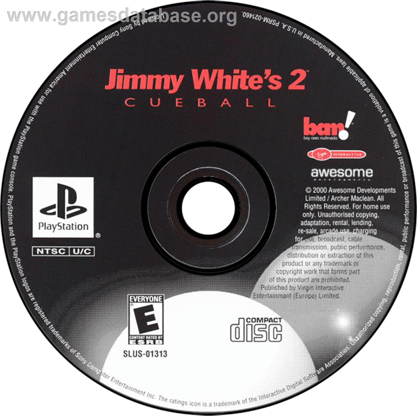 Jimmy White's 2: Cueball - Sony Playstation - Artwork - Disc