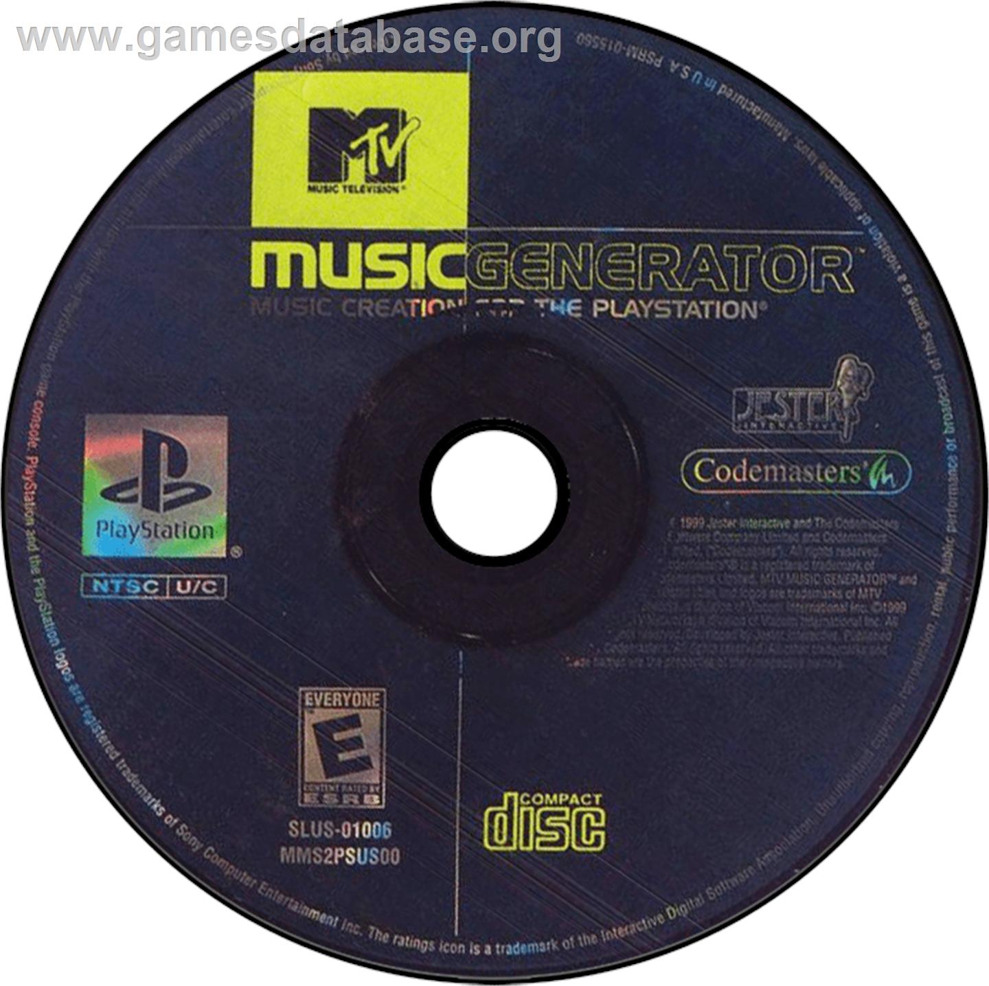 MTV: Music Generator - Sony Playstation - Artwork - Disc