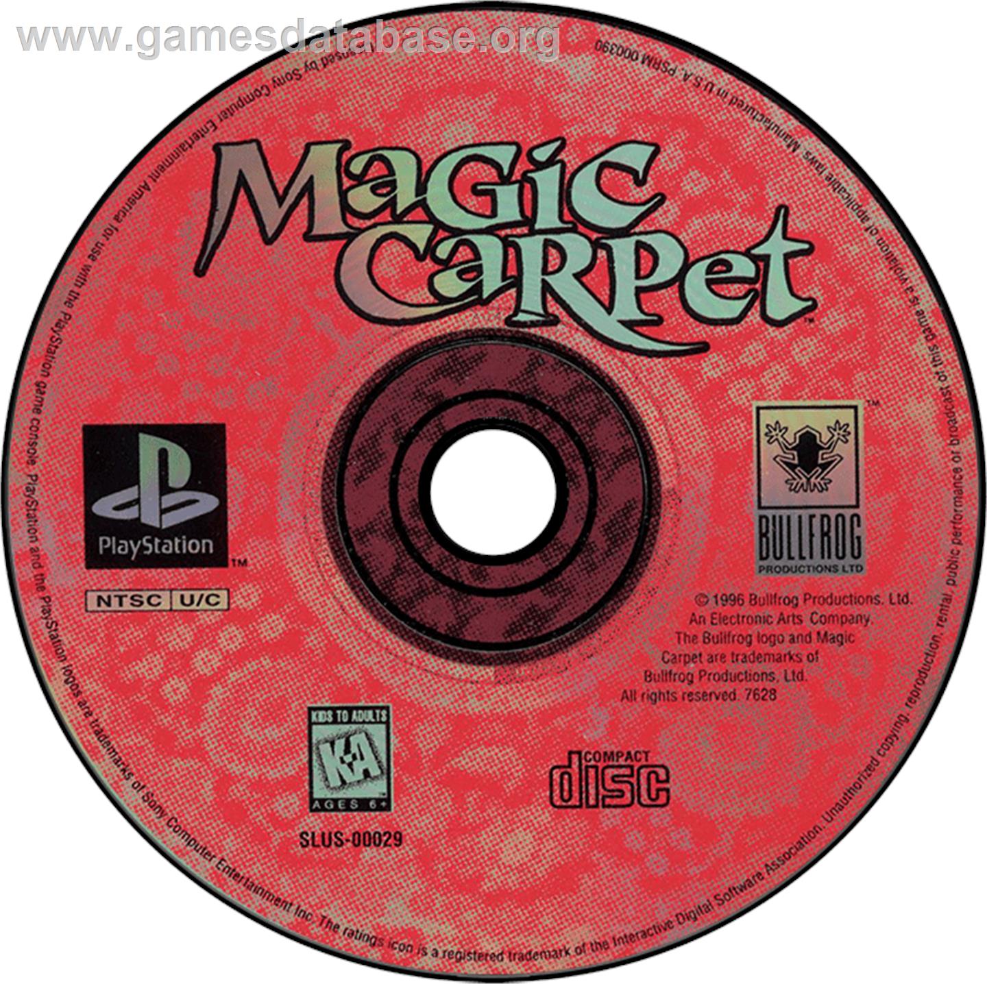 Magic Carpet - Sony Playstation - Artwork - Disc