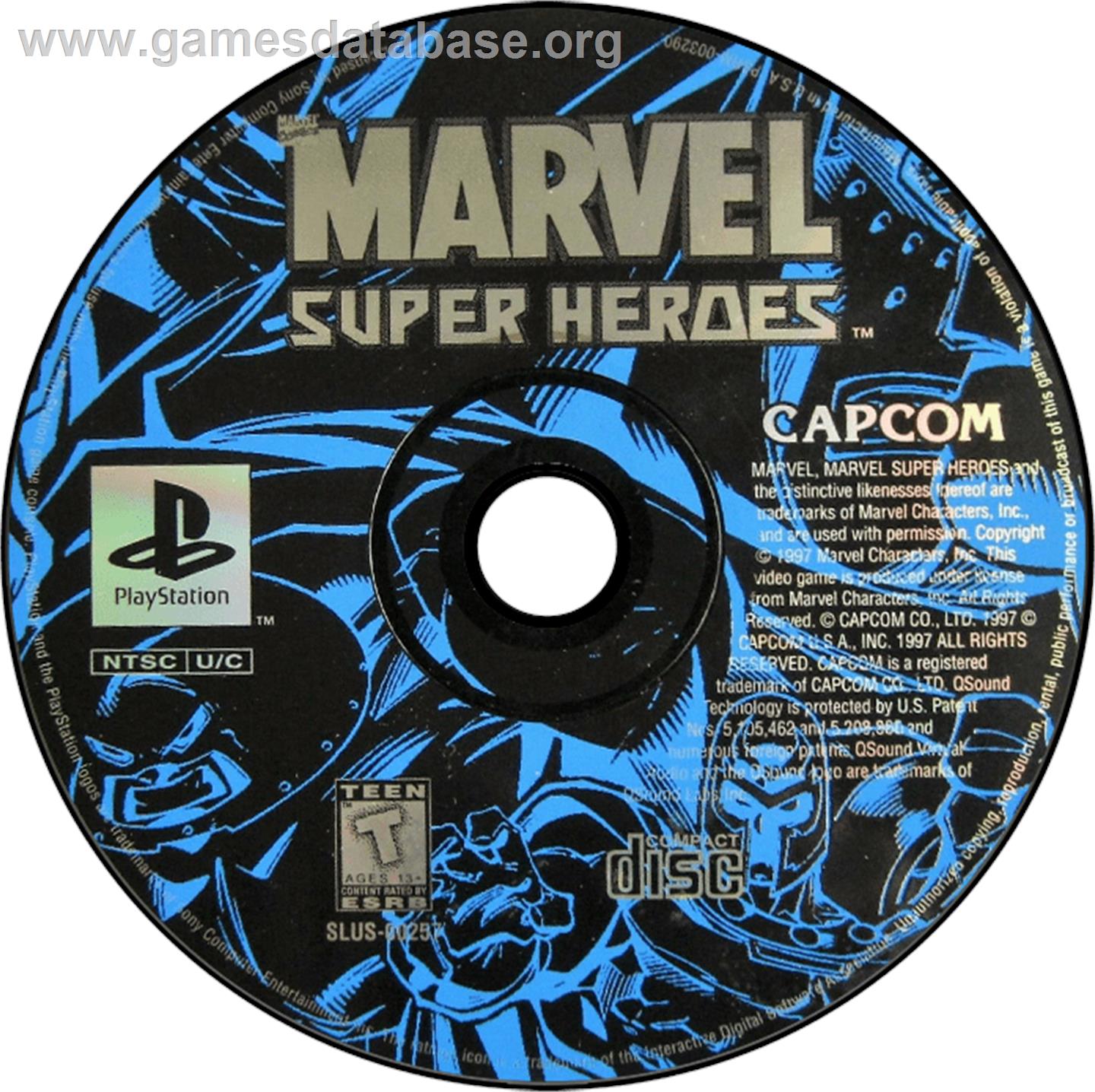 Marvel Super Heroes - Sony Playstation - Artwork - Disc