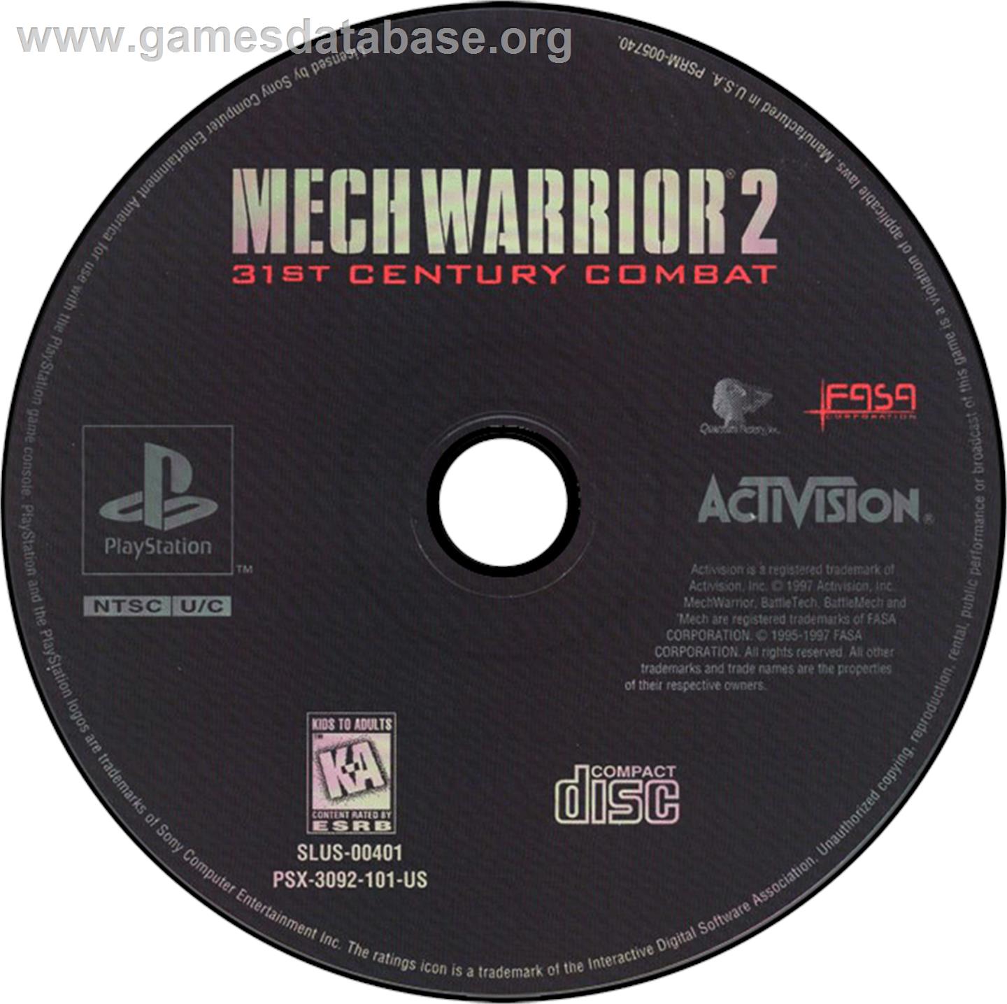 MechWarrior 2: 31st Century Combat - Sony Playstation - Artwork - Disc
